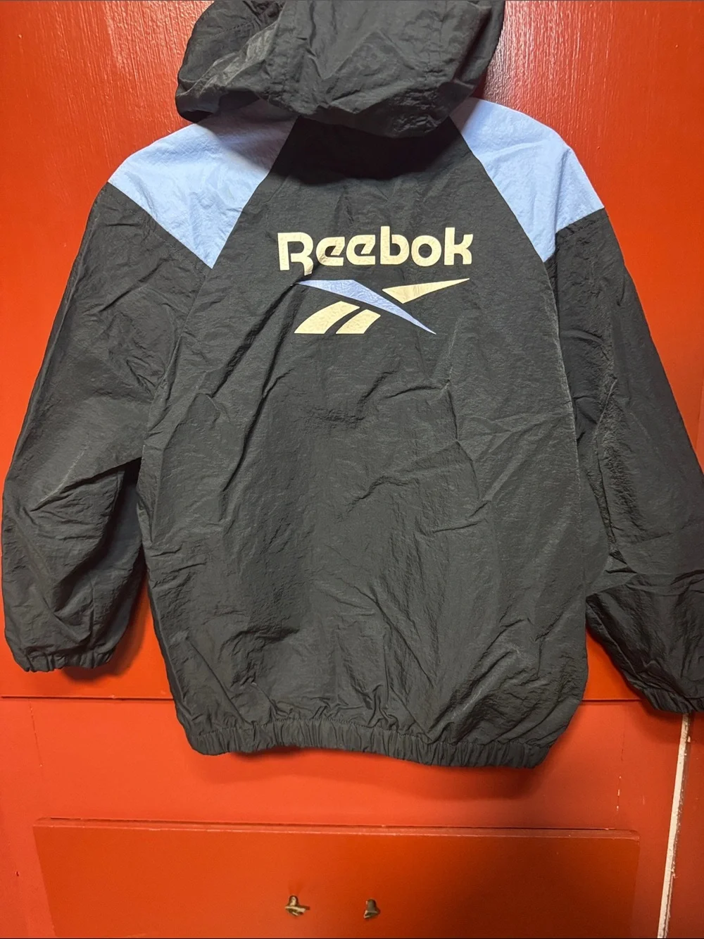 Reebok Black, Light Blue & Cream Hooded Kids Puffer Jacket